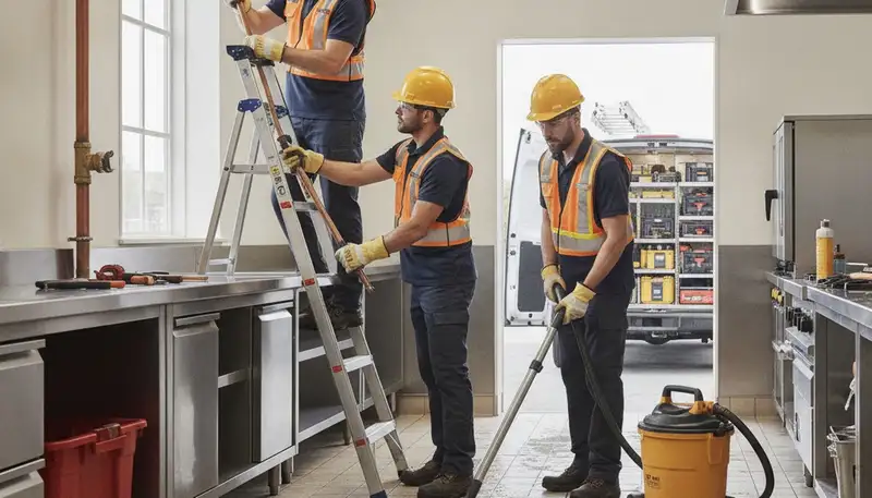 Emergency plumber repairing a burst pipe in Overland Park, KS