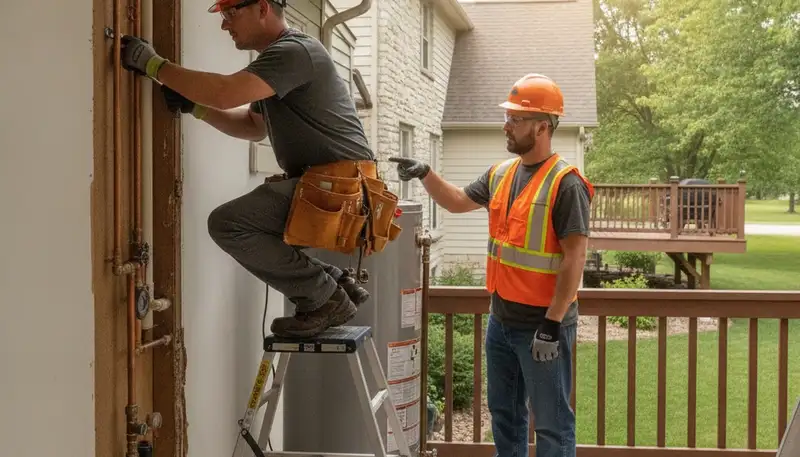 Plumber repairing a pipe in Overland Park, KS for plumbing repair services