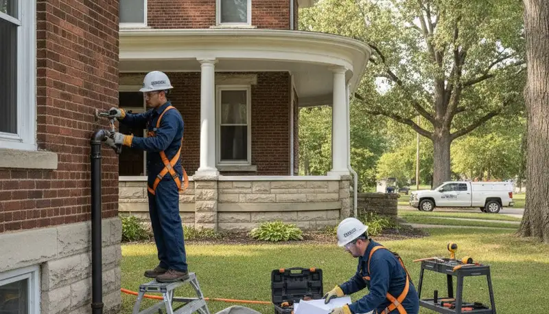 Plumber repairing a pipe in Overland Park, KS for residential plumbing service