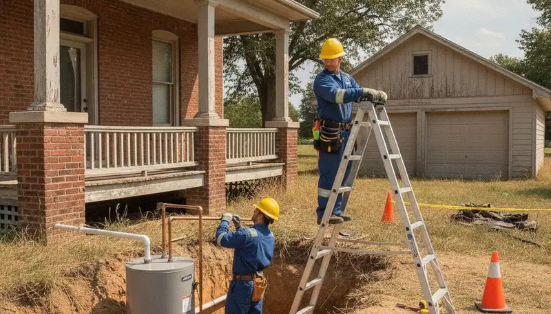 Plumber repairing pipe in Overland Park, KS for plumbing repair service
