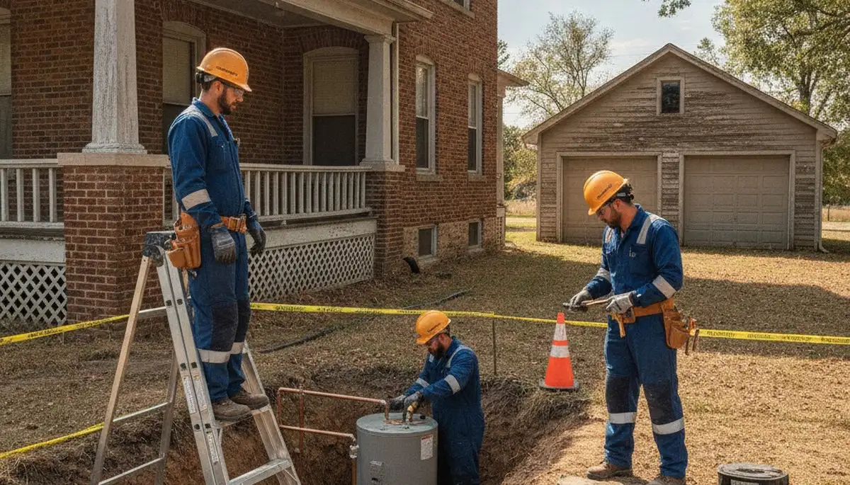 Plumber repairing a pipe in Overland Park, KS for plumbing repair service