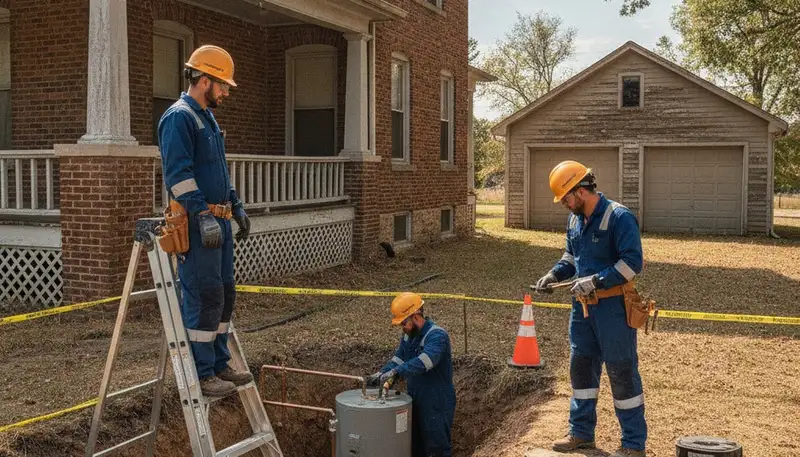 Plumber repairing a pipe in Overland Park, KS for plumbing repair service