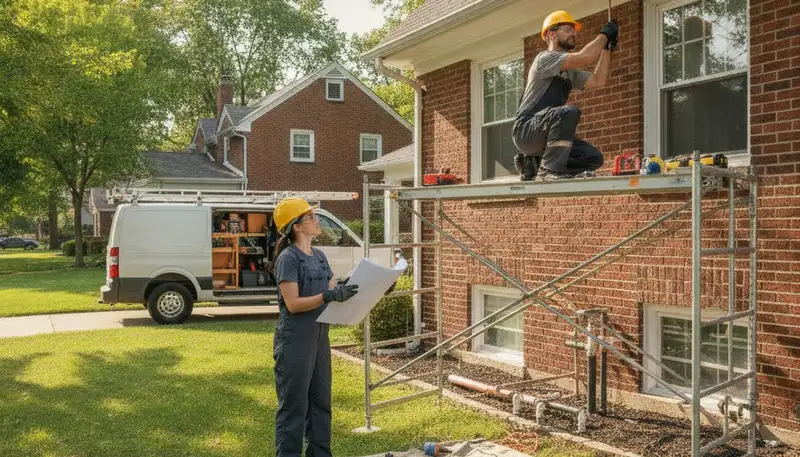 Plumber repairing a pipe in Overland Park, KS for plumbing repair service