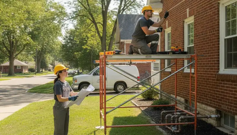 Plumber repairing a leak in Overland Park, KS for plumbing repair service