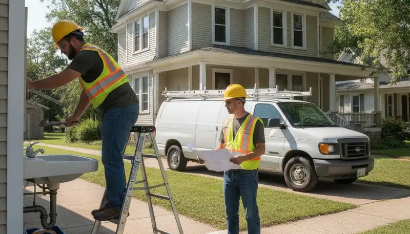 Plumber repairing a pipe in Overland Park, KS for plumbing repair service