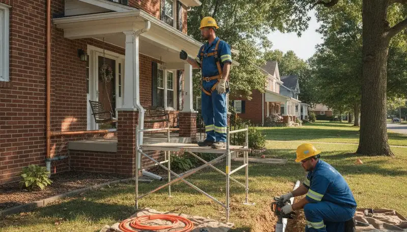 Plumber repairing pipes in Overland Park, KS for reliable plumbing service