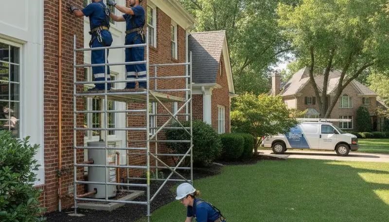 Plumber repairing a pipe in Overland Park, KS for plumbingoverlandparkks-new.com