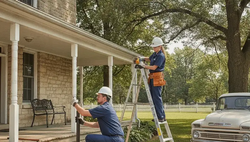 Plumbing repair technician in Overland Park, KS servicing pipes for a local home or business