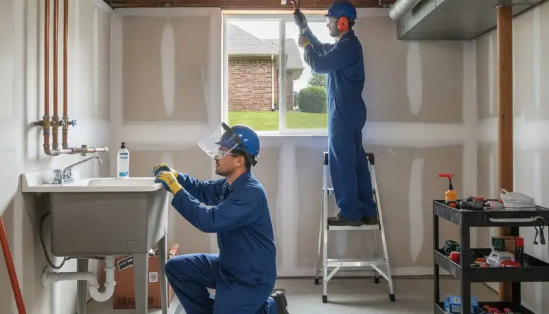 Plumber repairing a pipe in Overland Park, KS for local plumbing repair service