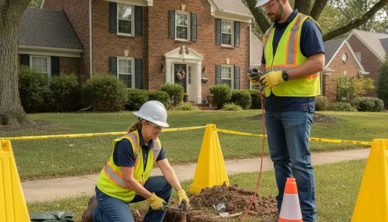 Plumber repairing a leak in Overland Park, KS for local plumbing repair service