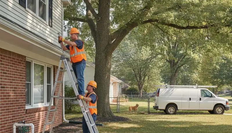 Plumber repairing a leak in Overland Park, KS for plumbing repair service
