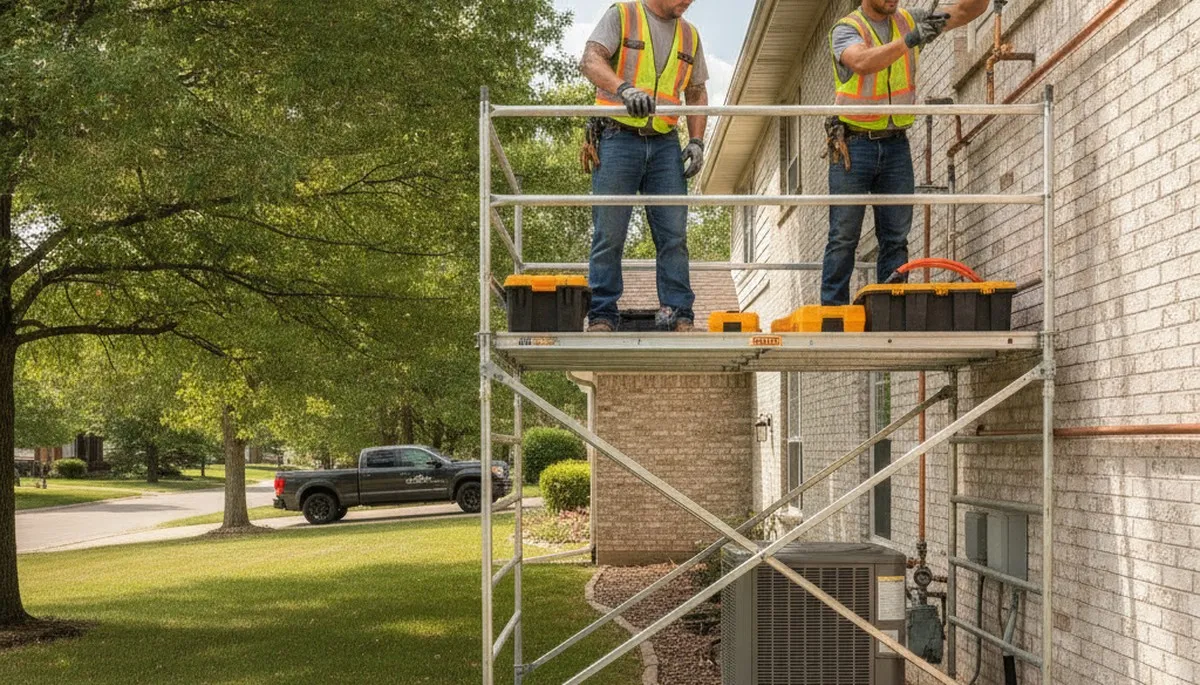 Plumber repairing a pipe in Overland Park, KS for plumbing service calls