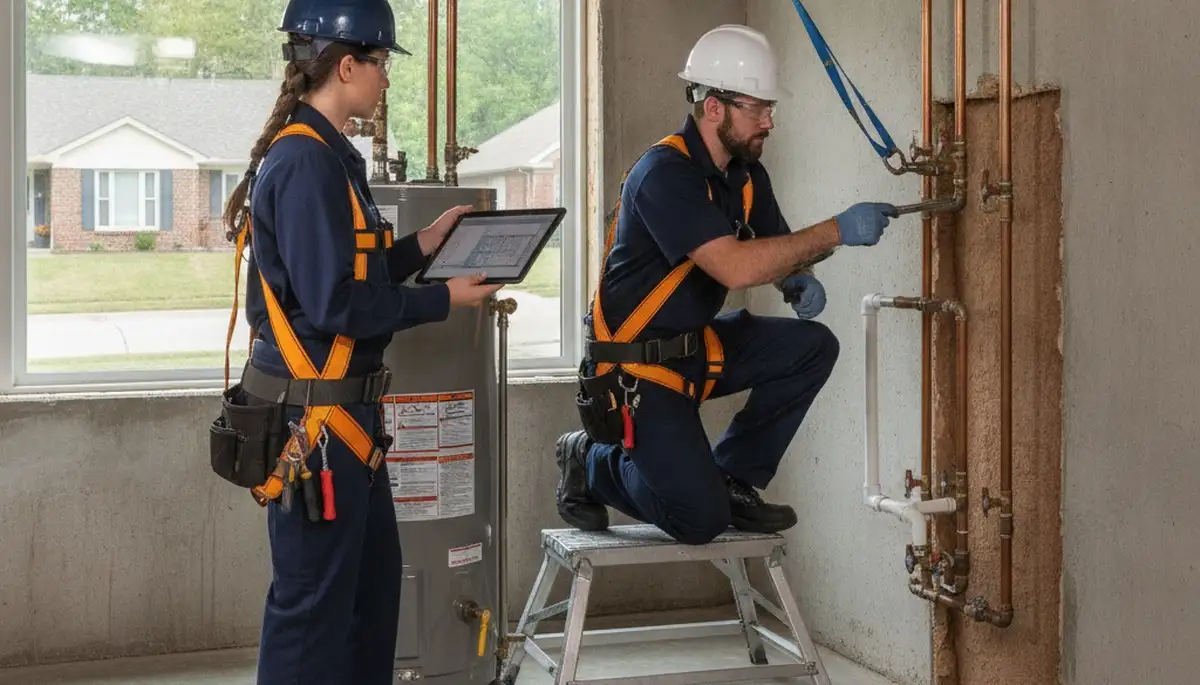 Plumber repairing pipes in Overland Park, KS for plumbing repair service