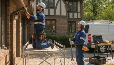 Overland Park, KS plumbing repair technician servicing a residential pipe leak