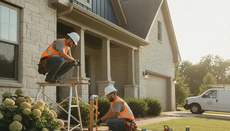 Plumber repairing pipes in Overland Park, KS for plumbingoverlandparkks-new.com