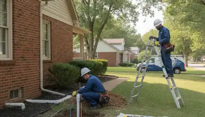 Plumber repairing a pipe in Overland Park, KS, for plumbingoverlandparkks-new.com