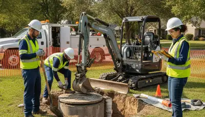 Septic repair service truck for Overland Park, KS homes by On Call Plumbers
