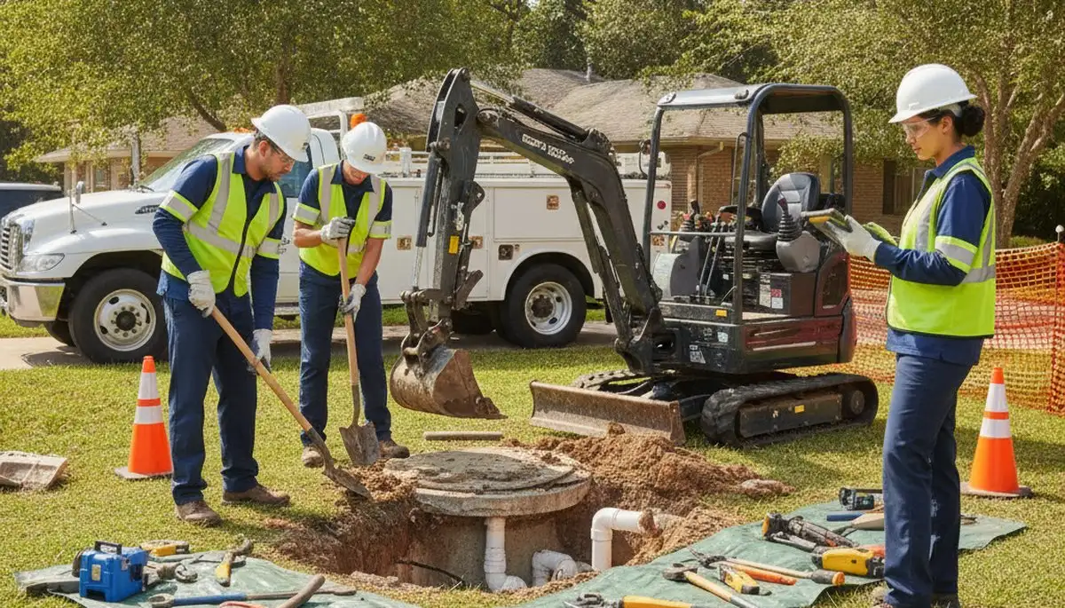 Septic repair technician serving Overland Park, KS homes with plumbing inspection and system maintenance