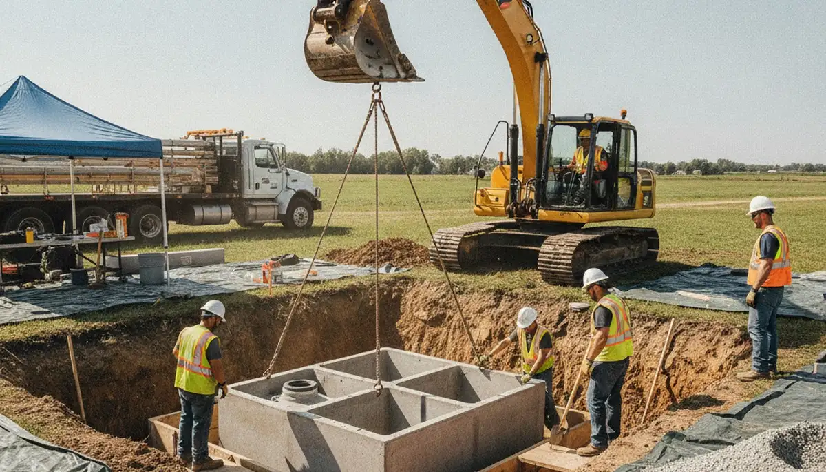 Septic tank installation in Overland Park, KS for local plumbing repair service