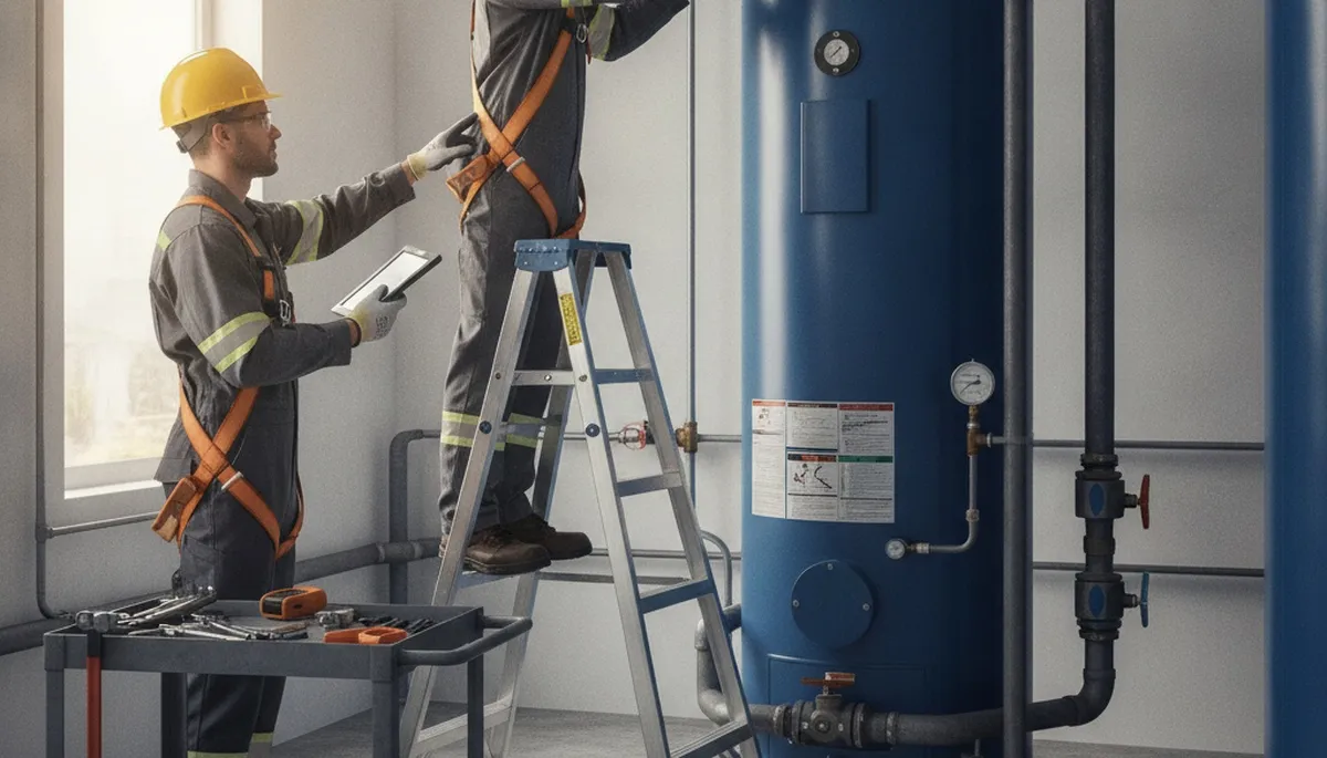 Overland Park plumber repairing a water heater for a Kansas home